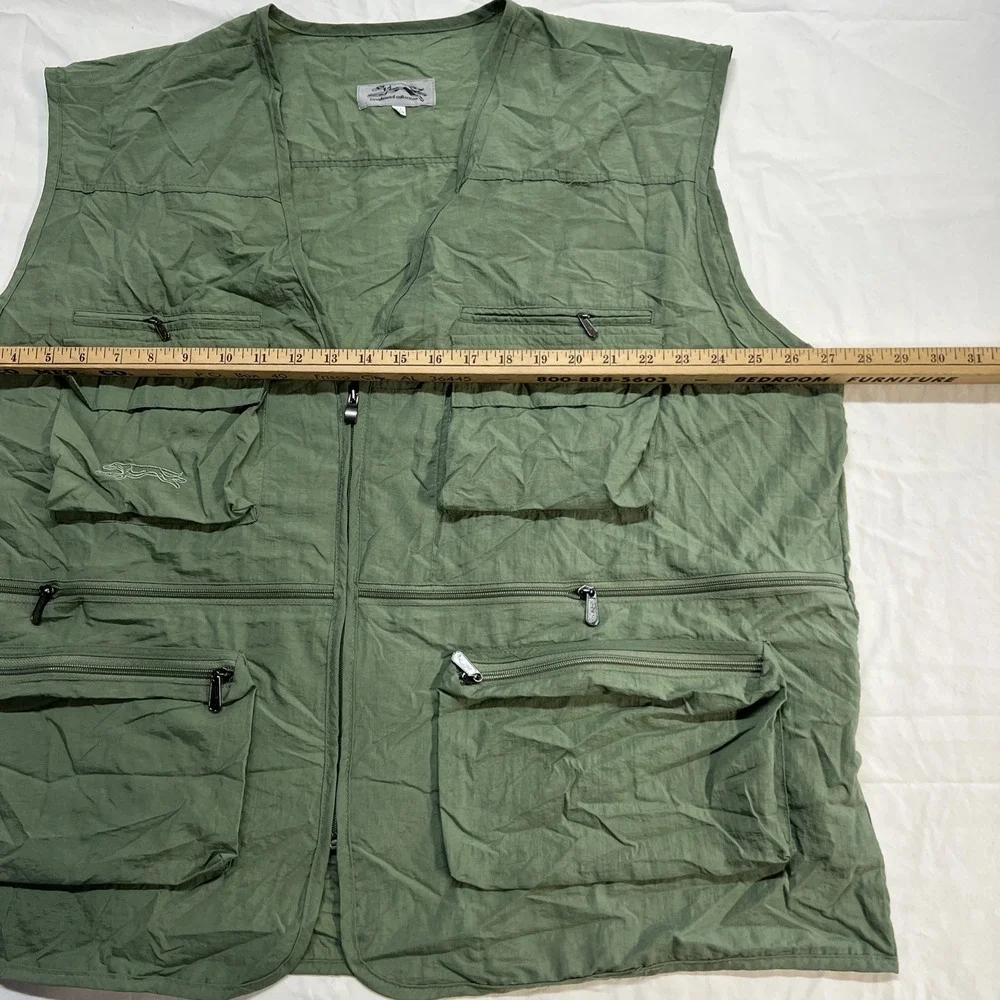 Greyhound Collection 140 Green DrabUtility Vest Zipper Pockets Lightweight